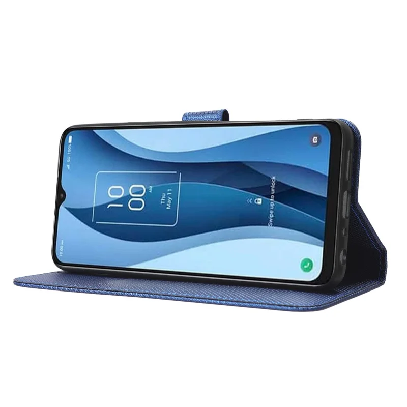 Phone Cover for TCL 40 XL , Wallet Phone Case PU Leather Diamond Texture Phone Shell - Blue