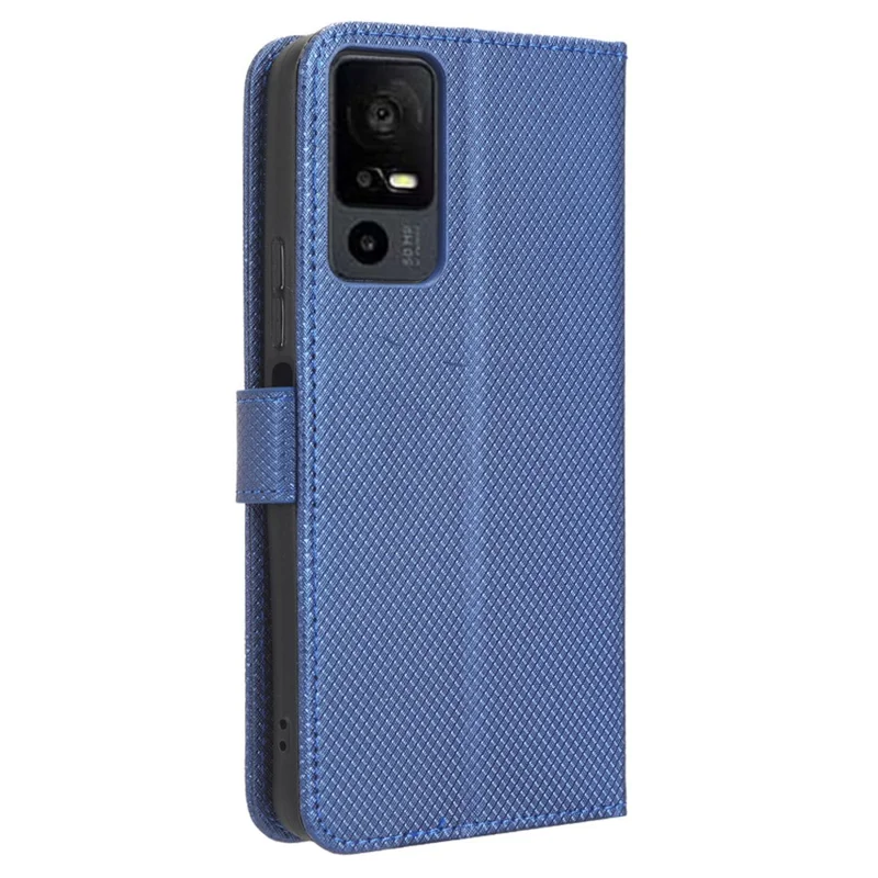 Phone Cover for TCL 40 XL , Wallet Phone Case PU Leather Diamond Texture Phone Shell - Blue