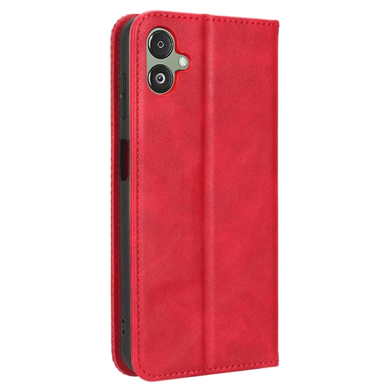 Für Samsung Galaxy F14 5G Magnetverschluss Handyhülle Retro Ständer Geldbörse Flip PU Leder Handyhülle - Rot