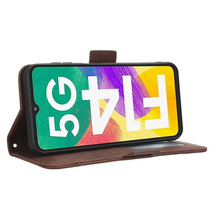 Per Samsung Galaxy F14 5G Custodia per Telefono Portafoglio Stand Più Slot per Schede Pelle PU Custodia per Telefono - Marrone