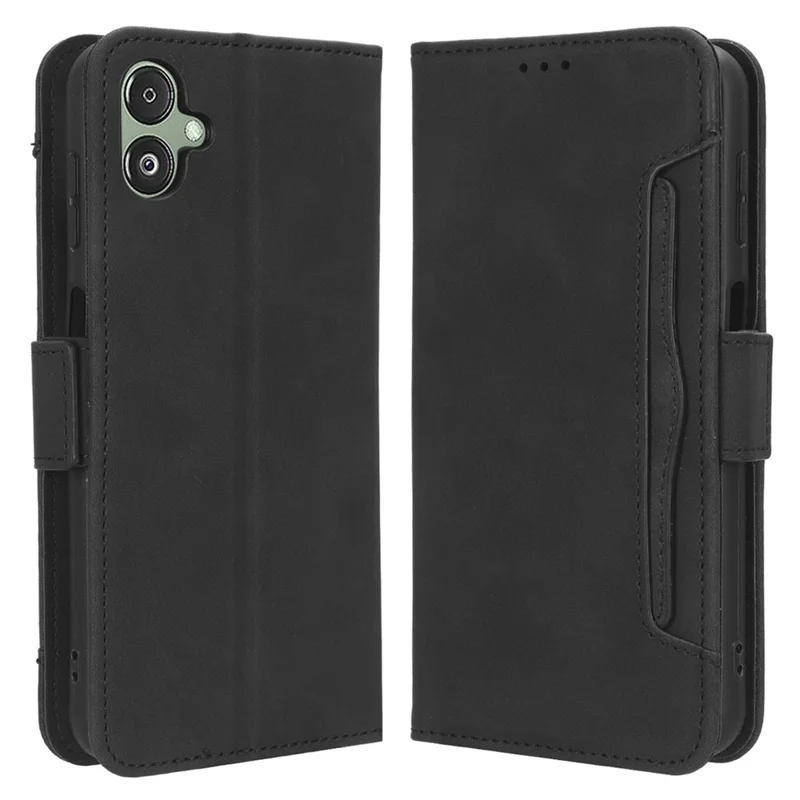 For Samsung Galaxy F14 5G Phone Case Wallet Stand Multiple Card Slots PU Leather Phone Cover - Black