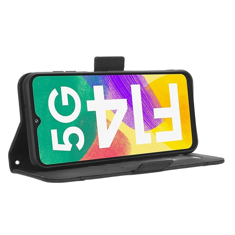 For Samsung Galaxy F14 5G Phone Case Wallet Stand Multiple Card Slots PU Leather Phone Cover - Black