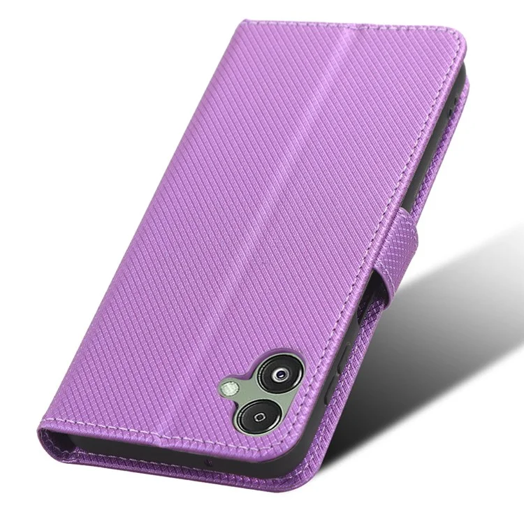 For Samsung Galaxy F14 5G Phone Case PU Leather Stand Wallet Diamond Texture Phone Cover - Purple