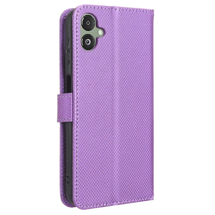 For Samsung Galaxy F14 5G Phone Case PU Leather Stand Wallet Diamond Texture Phone Cover - Purple