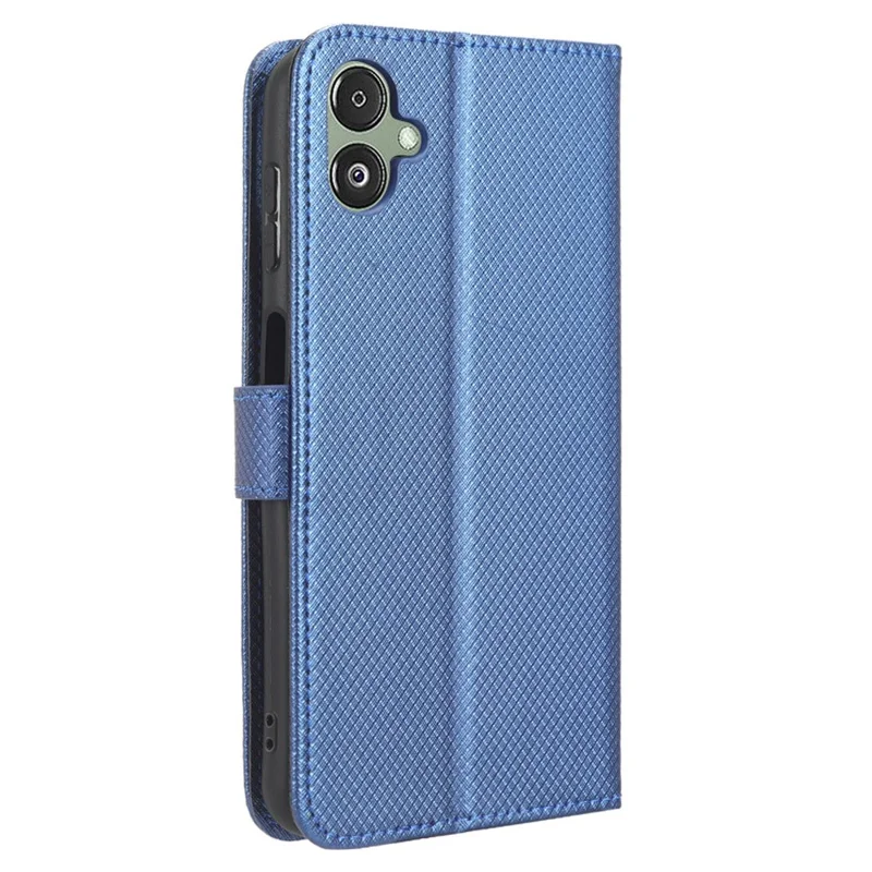 Pour Samsung Galaxy F14 5G Étui de téléphone Étui en cuir PU Debout Portefeuille Texture diamant Housse de téléphone - Bleu