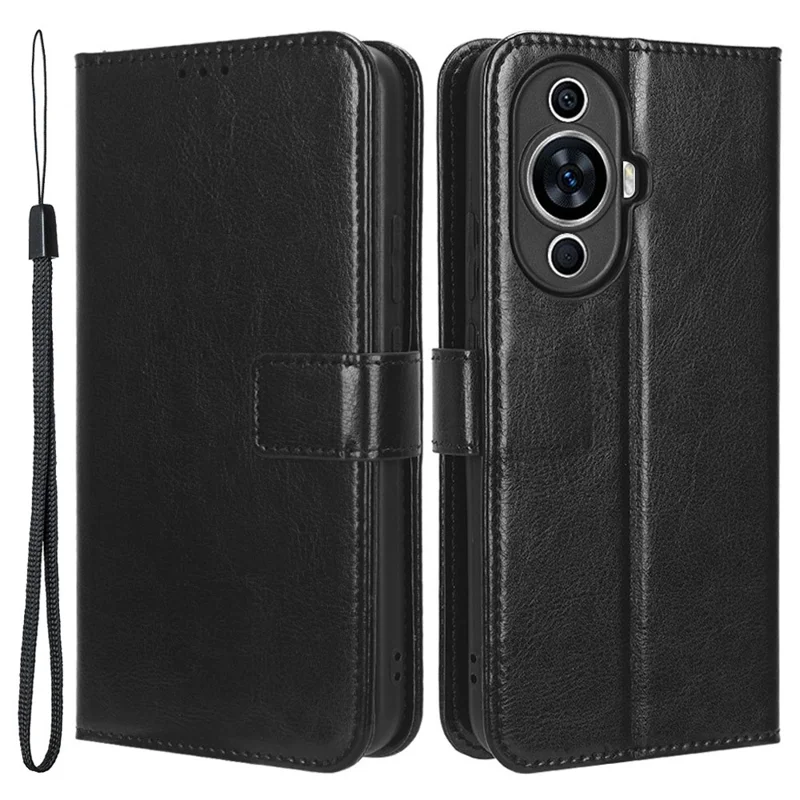 Voor Huawei nova 11 / nova 12s 4G / nova 12 Lite 4G portemonnee hoesje PU leer+TPU Crazy Horse textuur telefoonhoesje met standaardfunctie - Zwart