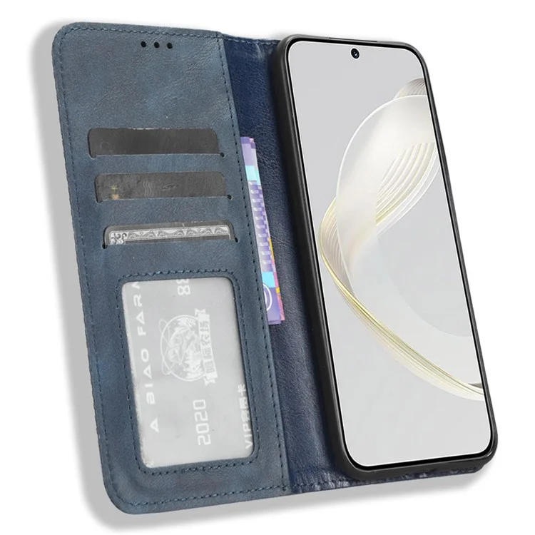 For Huawei nova 11 Pro / nova 11 Ultra TPU+PU Leather Cover Stand Wallet Retro Flip Phone Case - Blue