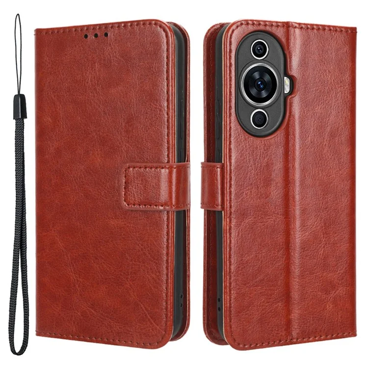 Para Huawei nova 11 Pro / nova 11 Ultra Crazy Horse Texture Phone Case Stand Wallet PU Leather Flip Phone Cover - Marrom