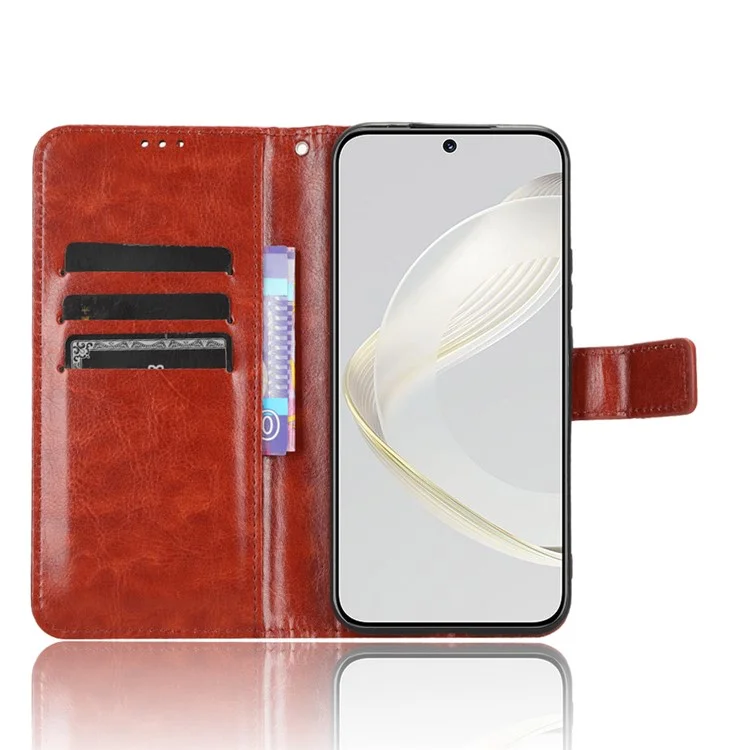 Para Huawei nova 11 Pro / nova 11 Ultra Crazy Horse Texture Phone Case Stand Wallet PU Leather Flip Phone Cover - Marrom