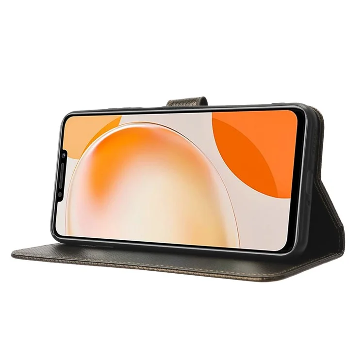 Für Huawei nova Y91 4G / Enjoy 60X Geldbörsenhandy-Hülle aus PU-Leder mit Diamantstruktur, Handyständer - Braun