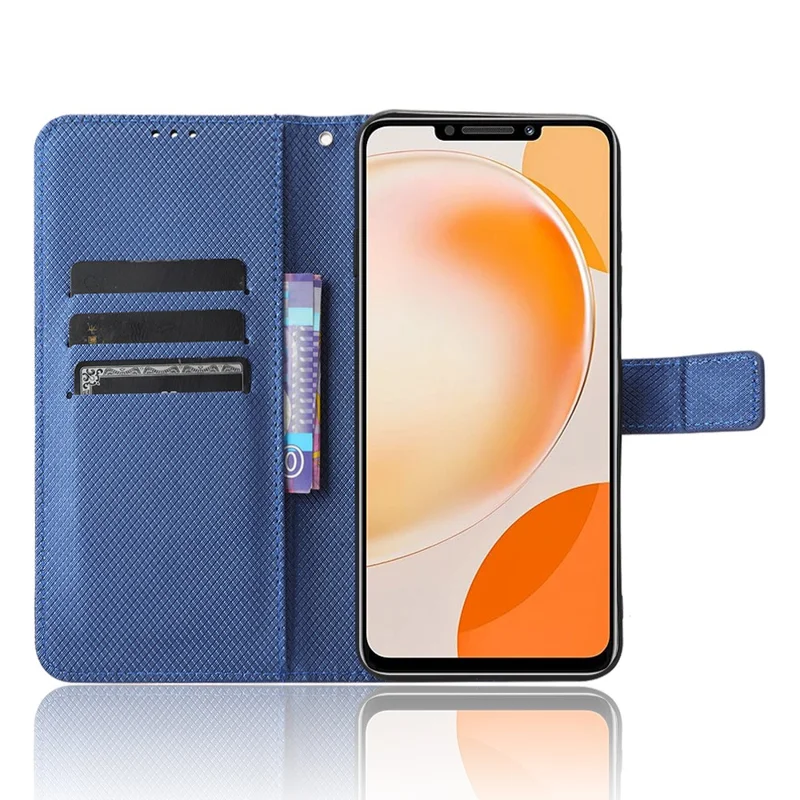 Capa Carteira para Huawei nova Y91 4G / Enjoy 60X, Capa com Suporte em Pele Sintética com Textura Diamante - Azul