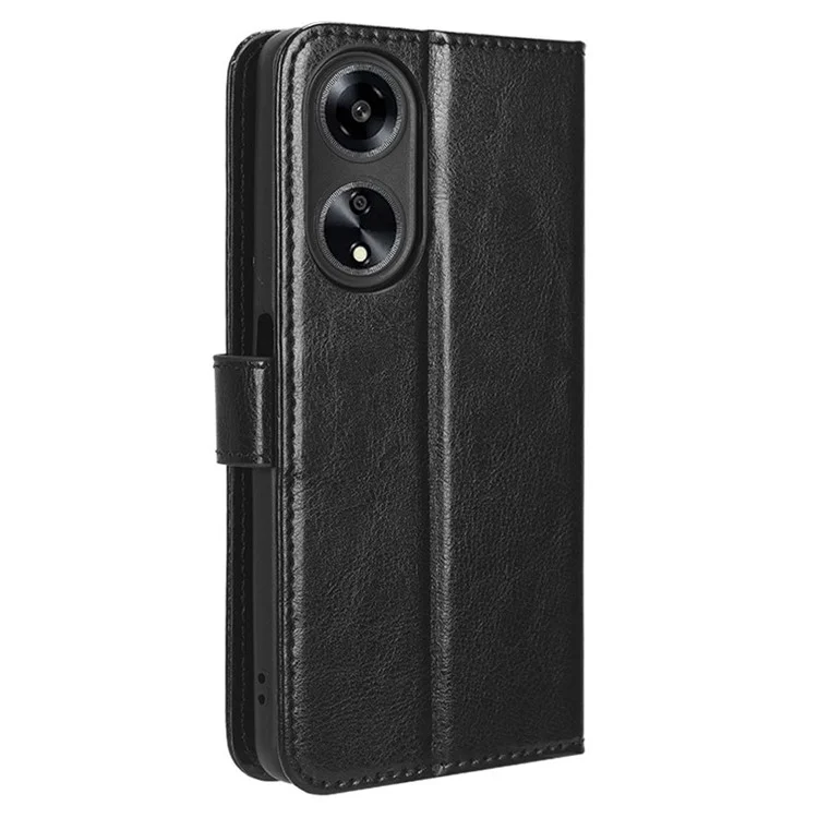 Für Oppo A1 5G / A98 5G / F23 5G Crazy Horse Texture Handyhülle Ständer PU-Leder Geldbörse Handy-Schale - Schwarz