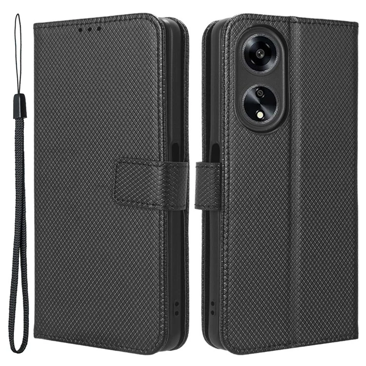 Pour Oppo A1 5G / A98 5G / F23 5G Anti-scratch Phone Shell Stand Wallet Phone Case PU Leather Diamond Texture Phone Cover - Noir