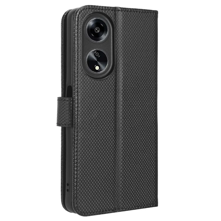 Pour Oppo A1 5G / A98 5G / F23 5G Anti-scratch Phone Shell Stand Wallet Phone Case PU Leather Diamond Texture Phone Cover - Noir