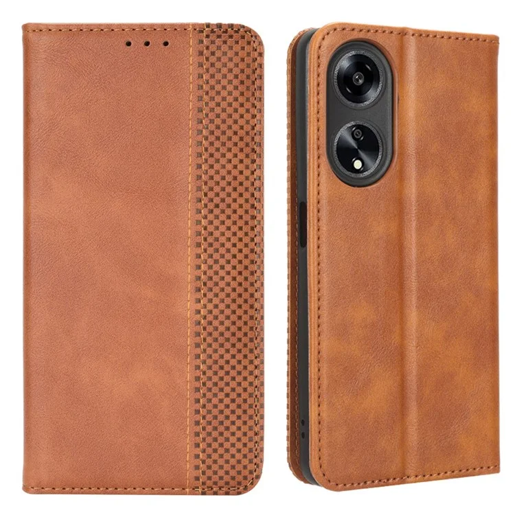 Pour Oppo A1 5G / A98 5G / F23 5G Étui en cuir PU Debout Portefeuille Fermeture magnétique rétro Étui téléphone portable - Marron