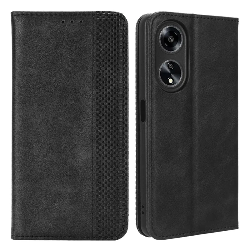 För Oppo A1 5G / A98 5G / F23 5G PU-läderfodral Ställbar plånbok Retro magnetisk stängning Mobilskal - Svart