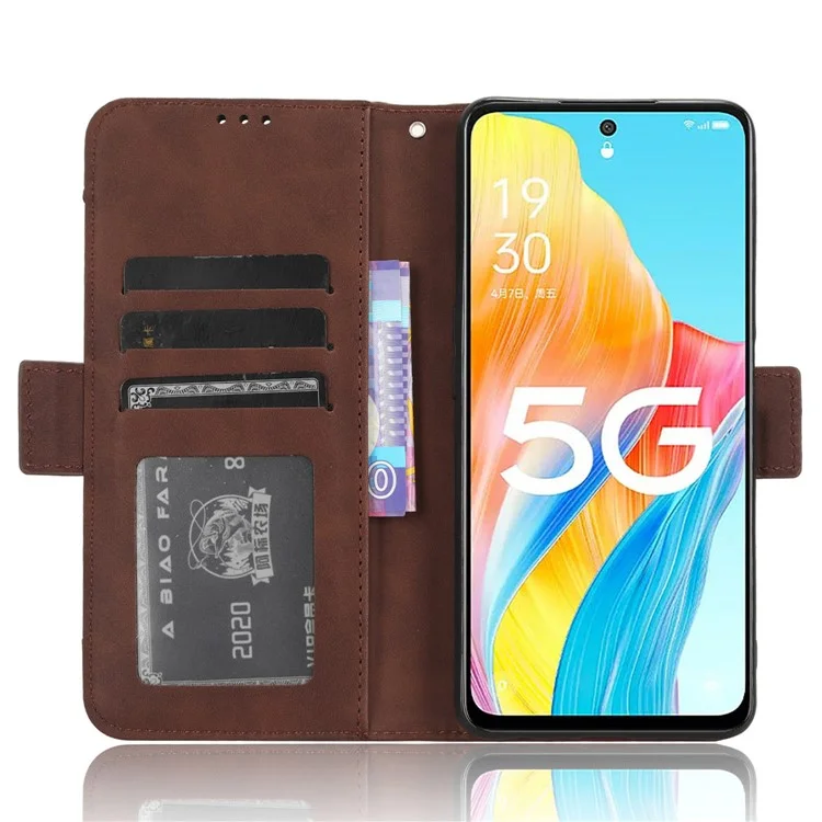Чехол для телефона Oppo A1 5G / A98 5G / F23 5G, кожаный бумажник, подставка для телефона с несколькими слотами для карт - коричневый