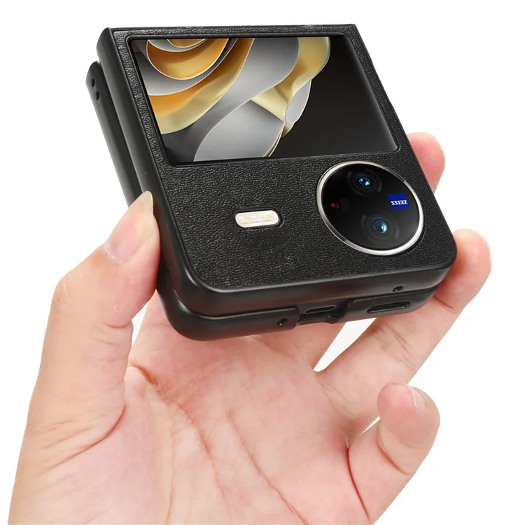 Funda protectora de piel de poliuretano y PC para el vivo X Flip, carcasa de teléfono a prueba de golpes - Negro