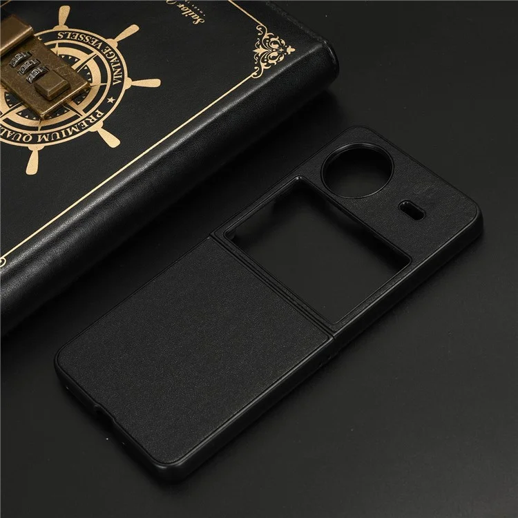 Funda protectora de piel de poliuretano y PC para el vivo X Flip, carcasa de teléfono a prueba de golpes - Negro