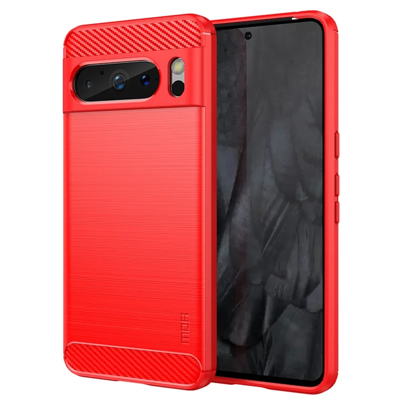 MOFI JK TPU Series-1 For Google Pixel 8 Pro Brushed TPU Case Carbon Fiber Anti-Scratch Phone Cover - Red
