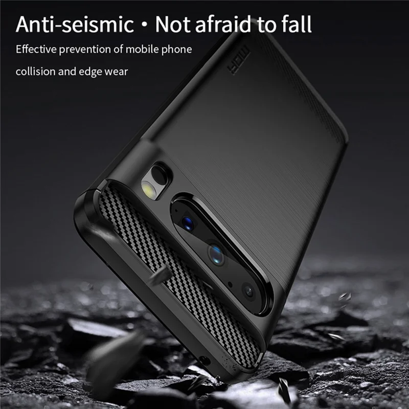 MOFI JK TPU Series-1 For Google Pixel 8 Pro Brushed TPU Case Carbon Fiber Anti-Scratch Phone Cover - Red