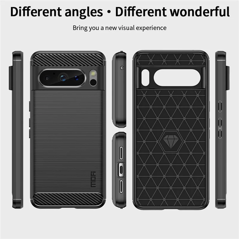 MOFI JK TPU Series-1 For Google Pixel 8 Pro Brushed TPU Case Carbon Fiber Anti-Scratch Phone Cover - Red