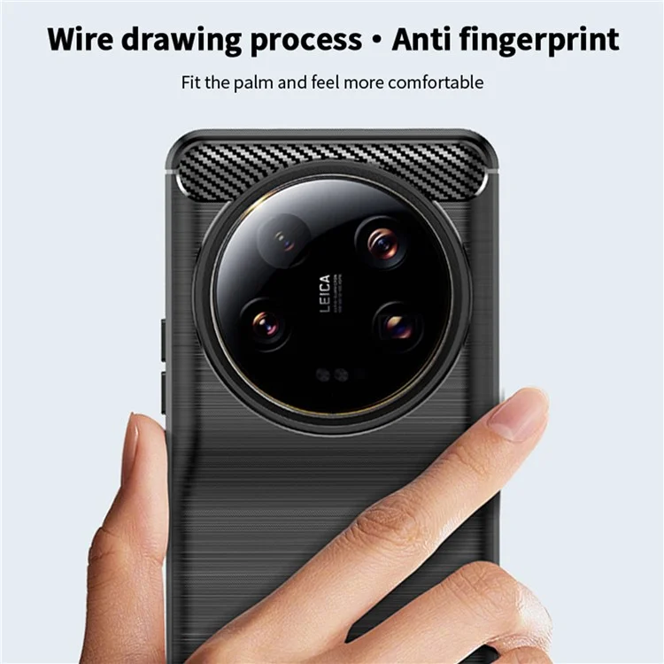 MOFI JK TPU Series-1 For Xiaomi 13 Ultra Soft TPU Phone Case Carbon Fiber Brushed Back Cover - Black