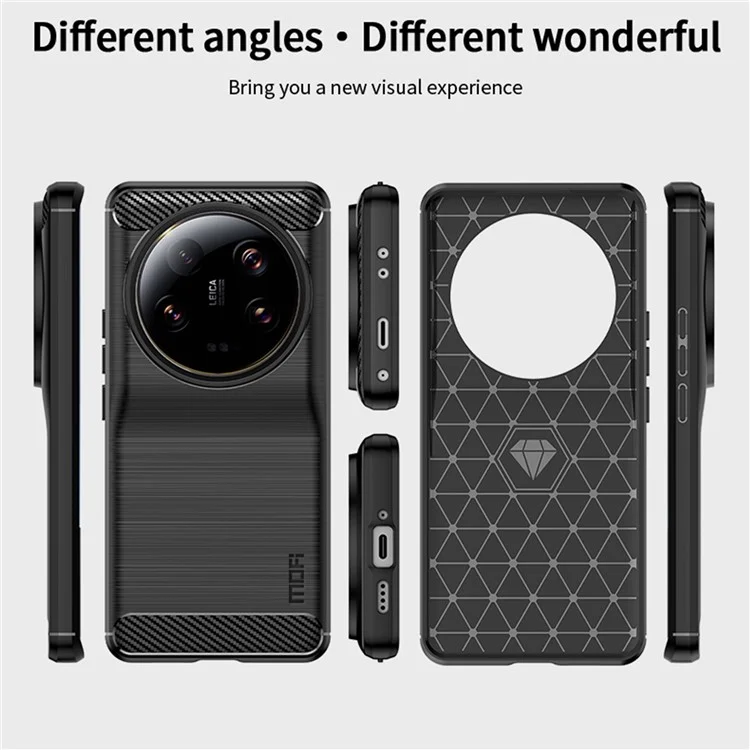 MOFI JK TPU Series-1 For Xiaomi 13 Ultra Soft TPU Phone Case Carbon Fiber Brushed Back Cover - Black