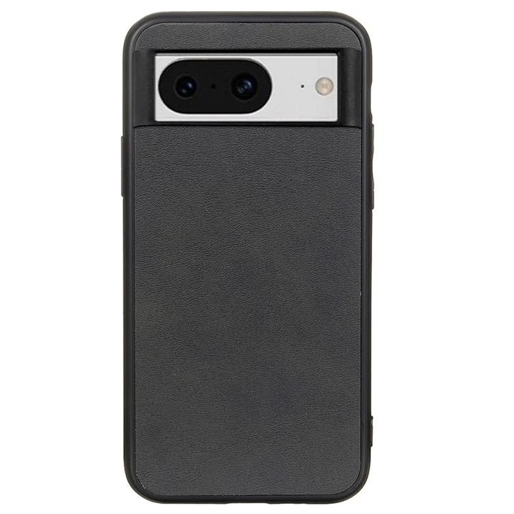 Para Google Pixel 8 Estuche de teléfono de PC+TPU+PU de cuero con textura de cuero de vaca a prueba de arañazos - Negro