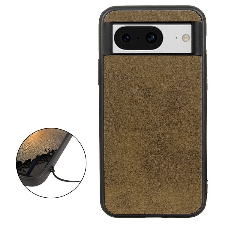 Pour Google Pixel 8 Étui de protection en PC dur + TPU + cuir PU avec texture de cuir de vache - Vert