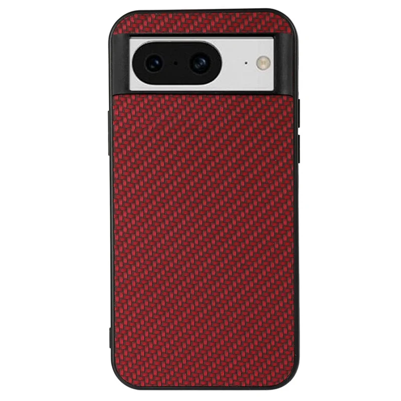 For Google Pixel 8 Carbon Fiber Texture Drop-proof Phone Case PU Leather Coated TPU Cover - Red