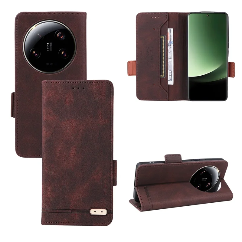 Per Xiaomi 13 Ultra Custodia a Libro in Pelle PU con Decorazione Hardware Portafoglio Stand Copertina Telefono - Caffè