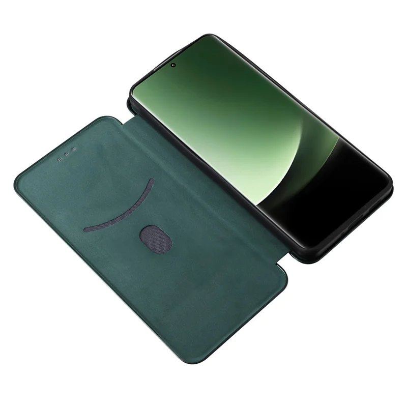 For Xiaomi 13 Ultra PU Leather Phone Case Carbon Fiber Texture Stand Card Slot Cover - Green