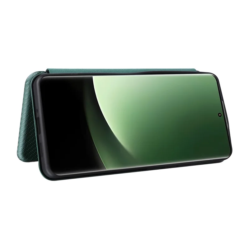 For Xiaomi 13 Ultra PU Leather Phone Case Carbon Fiber Texture Stand Card Slot Cover - Green