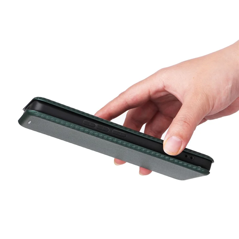 For Xiaomi 13 Ultra PU Leather Phone Case Carbon Fiber Texture Stand Card Slot Cover - Green