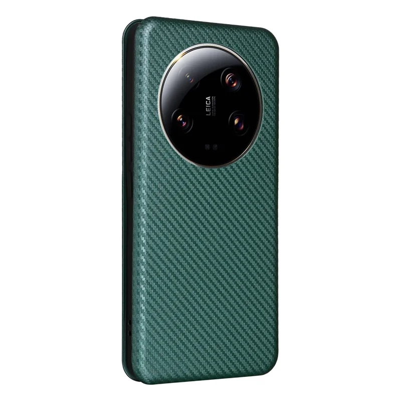 For Xiaomi 13 Ultra PU Leather Phone Case Carbon Fiber Texture Stand Card Slot Cover - Green