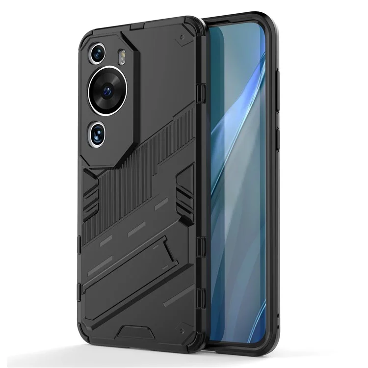 Para Huawei P60 Art PC + Funda Protectora de Teléfono TPU con Soporte Antichoques - Negro