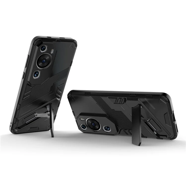 Para Huawei P60 Art PC + Funda Protectora de Teléfono TPU con Soporte Antichoques - Negro