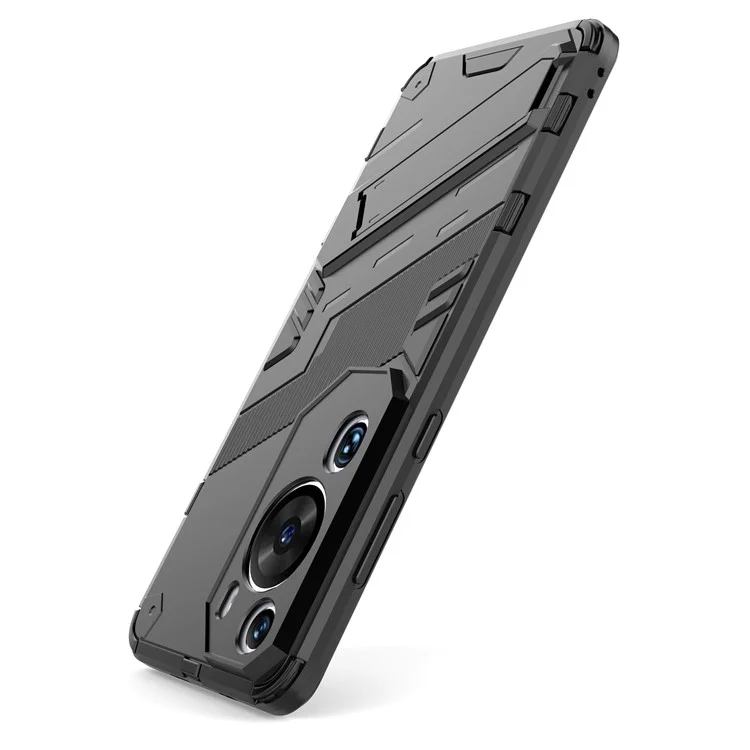 Para Huawei P60 Art PC + Funda Protectora de Teléfono TPU con Soporte Antichoques - Negro
