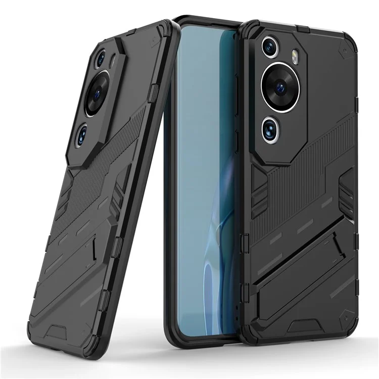Para Huawei P60 Art PC + Funda Protectora de Teléfono TPU con Soporte Antichoques - Negro
