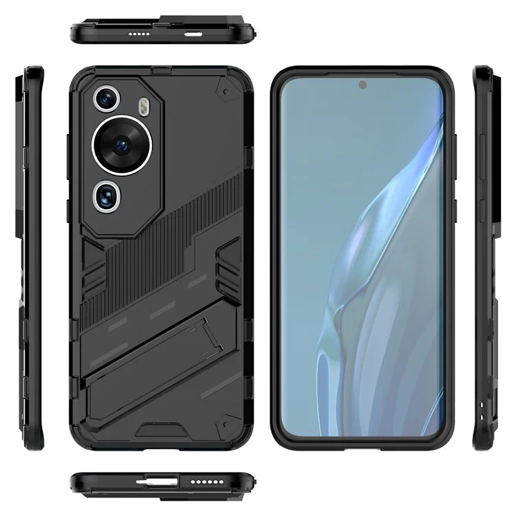 Para Huawei P60 Art PC + Funda Protectora de Teléfono TPU con Soporte Antichoques - Negro