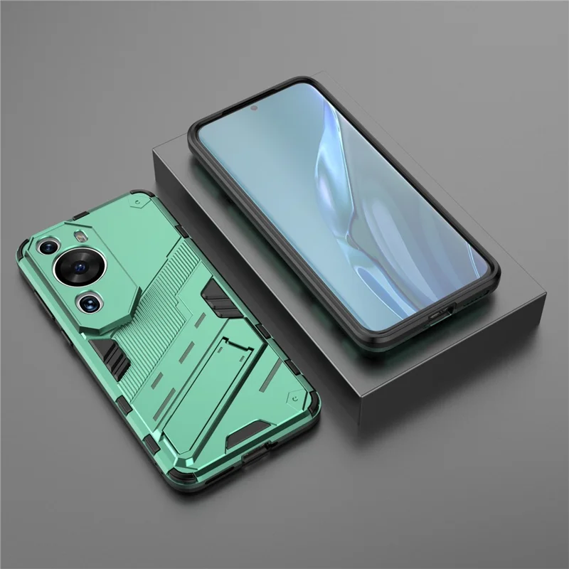 Per Huawei P60 Art PC + TPU Defender Phone Case Kickstand Shockproof Cover - Verde