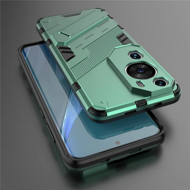 Per Huawei P60 Art PC + TPU Defender Phone Case Kickstand Shockproof Cover - Verde