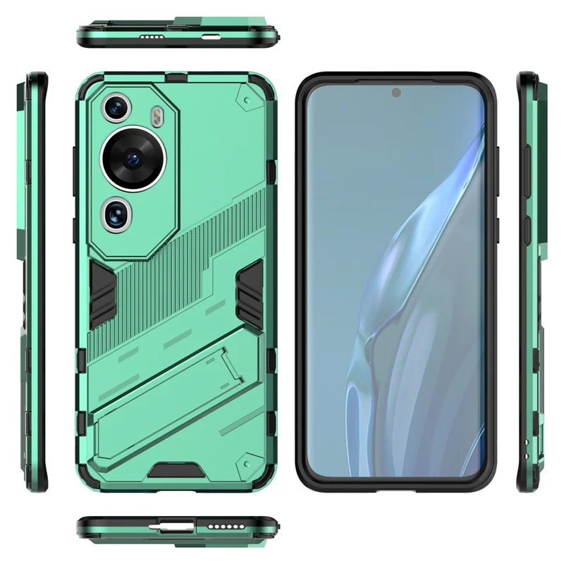 Per Huawei P60 Art PC + TPU Defender Phone Case Kickstand Shockproof Cover - Verde