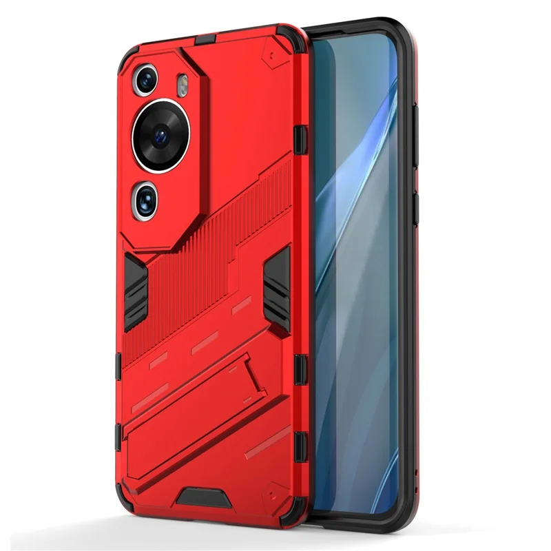 For Huawei P60 Art PC + TPU Defender Phone Case Kickstand Shockproof Cover - Red