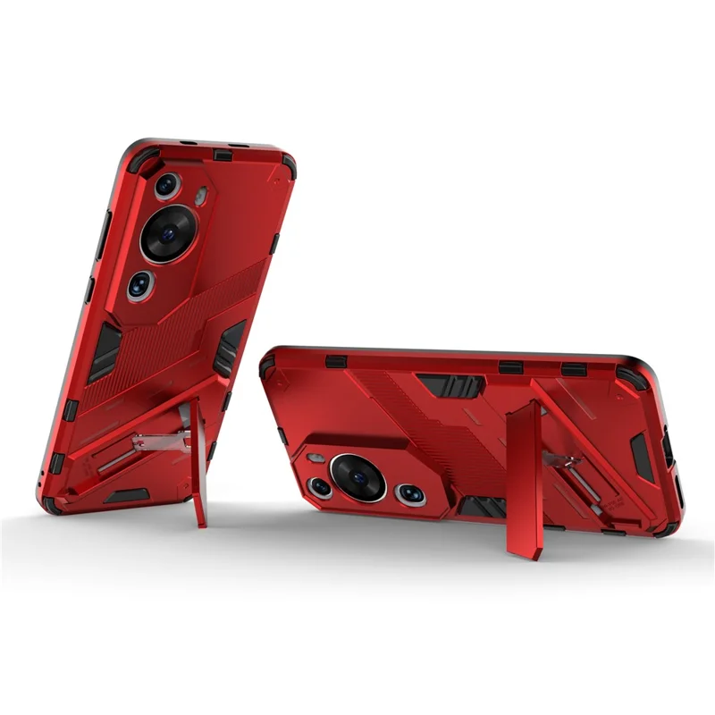 For Huawei P60 Art PC + TPU Defender Phone Case Kickstand Shockproof Cover - Red
