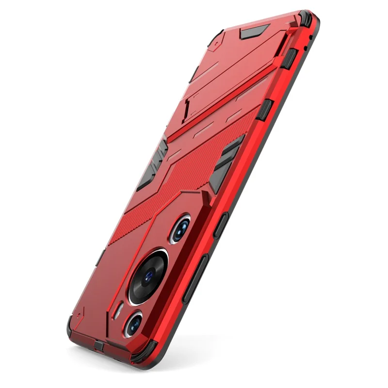 For Huawei P60 Art PC + TPU Defender Phone Case Kickstand Shockproof Cover - Red