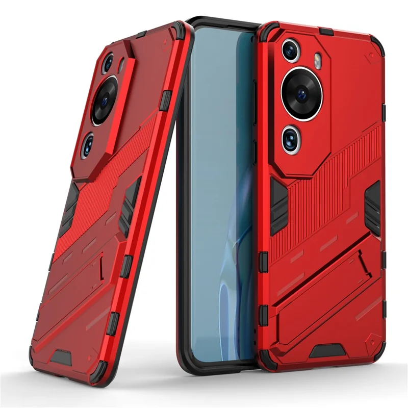 For Huawei P60 Art PC + TPU Defender Phone Case Kickstand Shockproof Cover - Red