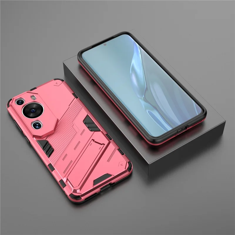 For Huawei P60 Art PC + TPU Defender Phone Case Kickstand Shockproof Cover - Rose