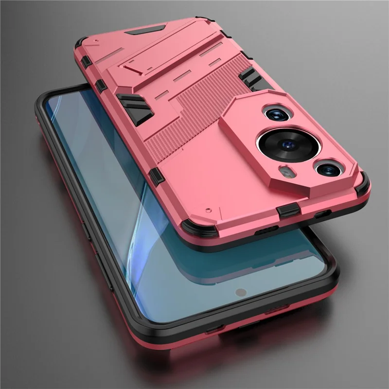 For Huawei P60 Art PC + TPU Defender Phone Case Kickstand Shockproof Cover - Rose
